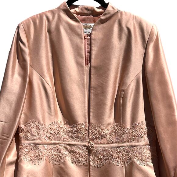 Talbots Peach/Pink Silk 2-Piece Dress Suit - Size 12 - Picture 3 of 13